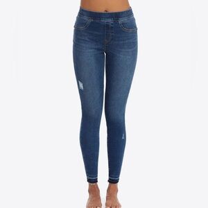 Spanx Women’s Distressed High Rise Skinny Denim Jean. Size XL